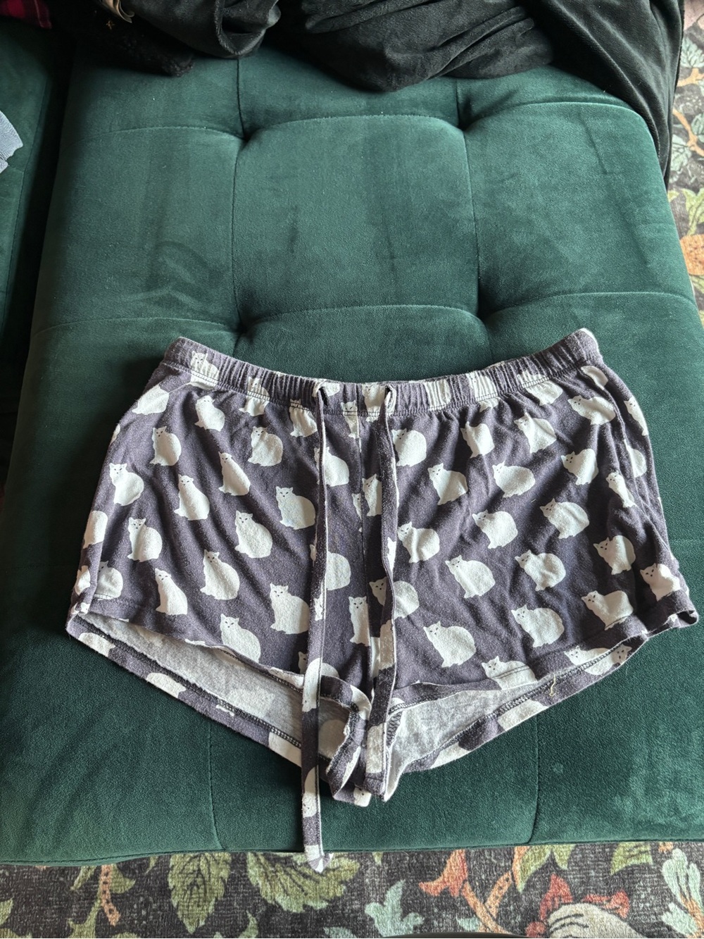 Forever 21 Gray Sleep Shorts with White Cat Print
